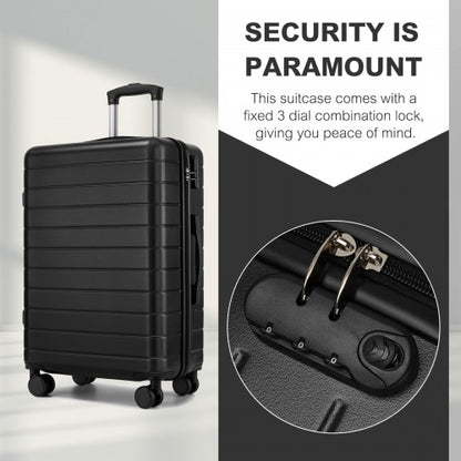 KSN2691 - 3-Piece Hard Shell Luggage Set (20/24/28 Inch), Lightweight ABS Suitcases with Silent Wheels & Combination Locks - Black