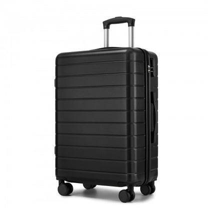 KSN2691 - 24 Inch Checked Luggage, Durable ABS Hard Shell Suitcase with 360 Silent Spinner Wheels & Secure Combination Lock - Black