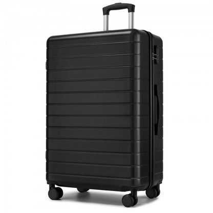 KSN2691 - 28 Inch Large Checked Luggage, Premium ABS Hard Shell Suitcase with 360 Silent Wheels & Secure Combination Lock - Black