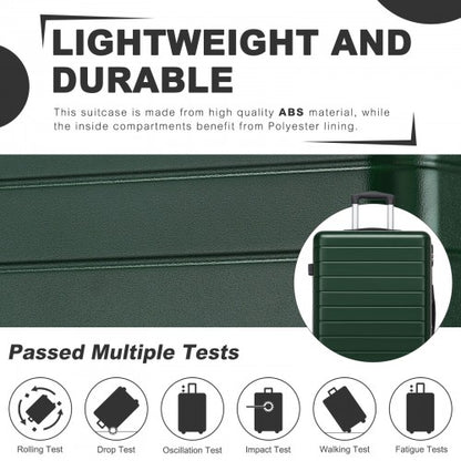 KSN2691 - 28 Inch Large Checked Luggage, Premium ABS Hard Shell Suitcase with 360 Silent Wheels & Secure Combination Lock - Green