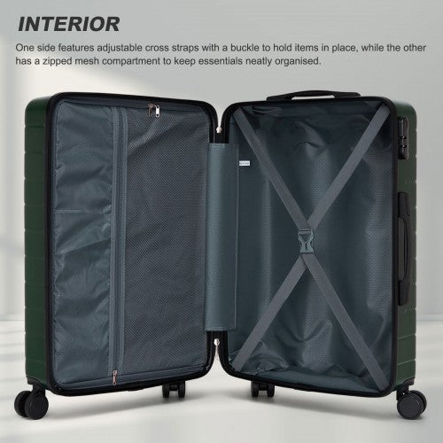 KSN2691 - 3-Piece Hard Shell Luggage Set (20/24/28 Inch), Lightweight ABS Suitcases with Silent Wheels & Combination Locks - Green