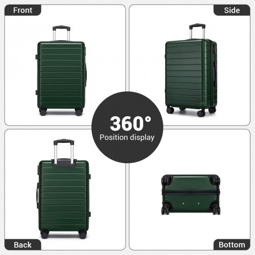 KSN2691 - 3-Piece Hard Shell Luggage Set (20/24/28 Inch), Lightweight ABS Suitcases with Silent Wheels & Combination Locks - Green