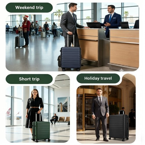 KSN2691 - 28 Inch Large Checked Luggage, Premium ABS Hard Shell Suitcase with 360 Silent Wheels & Secure Combination Lock - Green