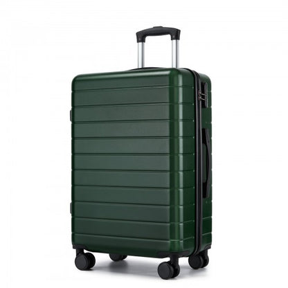 KSN2691 - 24 Inch Checked Luggage, Durable ABS Hard Shell Suitcase with 360 Silent Spinner Wheels & Secure Combination Lock - Green