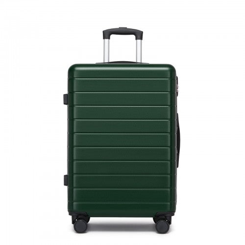 KSN2691 - 24 Inch Checked Luggage, Durable ABS Hard Shell Suitcase with 360 Silent Spinner Wheels & Secure Combination Lock - Green