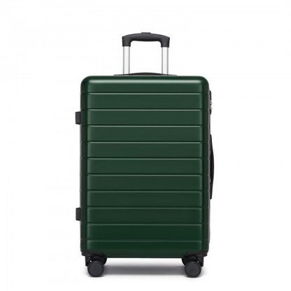 KSN2691 - 24 Inch Checked Luggage, Durable ABS Hard Shell Suitcase with 360 Silent Spinner Wheels & Secure Combination Lock - Green