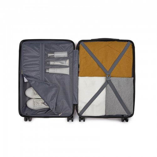 KSN2691 - 24 Inch Checked Luggage, Durable ABS Hard Shell Suitcase with 360 Silent Spinner Wheels & Secure Combination Lock - Green