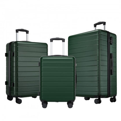 KSN2691 - 3-Piece Hard Shell Luggage Set (20/24/28 Inch), Lightweight ABS Suitcases with Silent Wheels & Combination Locks - Green