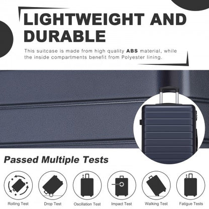 KSN2691 - 3-Piece Hard Shell Luggage Set (20/24/28 Inch), Lightweight ABS Suitcases with Silent Wheels & Combination Locks - Navy