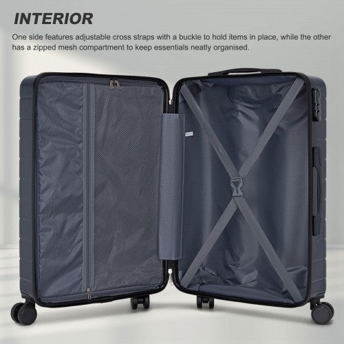 KSN2691 - 28 Inch Large Checked Luggage, Premium ABS Hard Shell Suitcase with 360 Silent Wheels & Secure Combination Lock - Navy