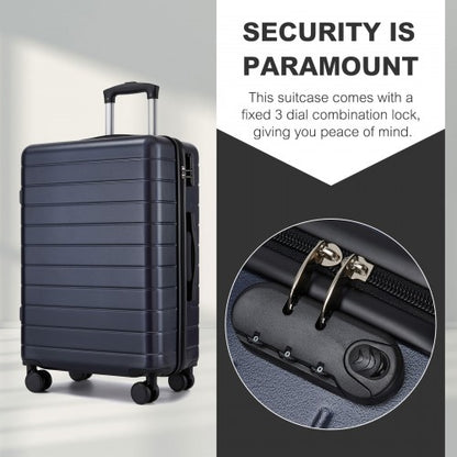 KSN2691 - 28 Inch Large Checked Luggage, Premium ABS Hard Shell Suitcase with 360 Silent Wheels & Secure Combination Lock - Navy