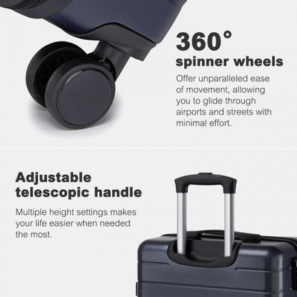 KSN2691 - 3-Piece Hard Shell Luggage Set (20/24/28 Inch), Lightweight ABS Suitcases with Silent Wheels & Combination Locks - Navy