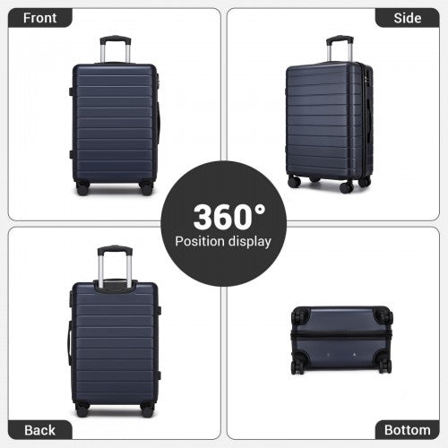 KSN2691 - 3-Piece Hard Shell Luggage Set (20/24/28 Inch), Lightweight ABS Suitcases with Silent Wheels & Combination Locks - Navy
