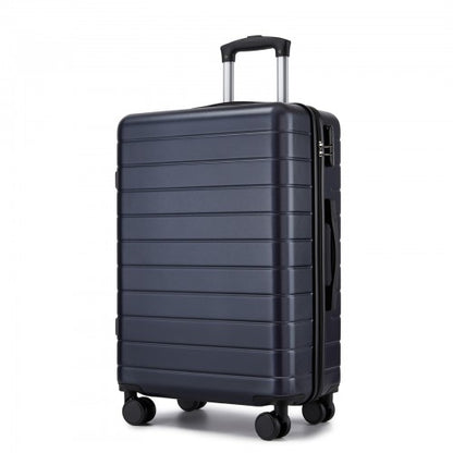 KSN2691 - 24 Inch Checked Luggage, Durable ABS Hard Shell Suitcase with 360 Silent Spinner Wheels & Secure Combination Lock - Navy