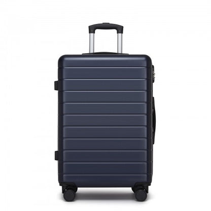 KSN2691 - 24 Inch Checked Luggage, Durable ABS Hard Shell Suitcase with 360 Silent Spinner Wheels & Secure Combination Lock - Navy