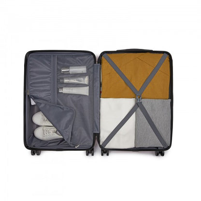 KSN2691 - 24 Inch Checked Luggage, Durable ABS Hard Shell Suitcase with 360 Silent Spinner Wheels & Secure Combination Lock - Navy