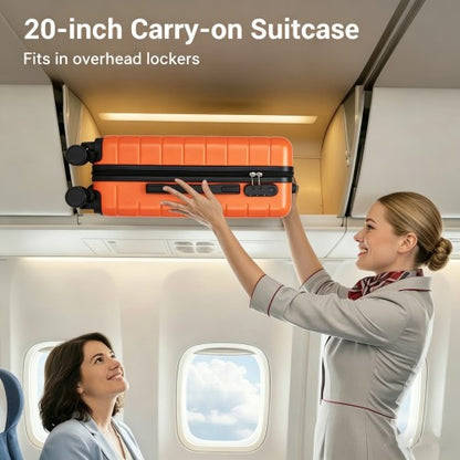 KSN2691 - 20 Inch Carry-On Luggage, Lightweight ABS Hard Shell Suitcase with 360 Silent Wheels, Combination Lock & Organised Interior - Orange