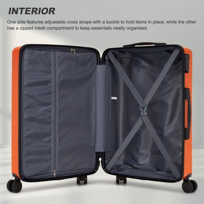 KSN2691 - 20 Inch Carry-On Luggage, Lightweight ABS Hard Shell Suitcase with 360 Silent Wheels, Combination Lock & Organised Interior - Orange