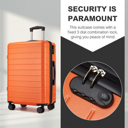 KSN2691 - 20 Inch Carry-On Luggage, Lightweight ABS Hard Shell Suitcase with 360 Silent Wheels, Combination Lock & Organised Interior - Orange
