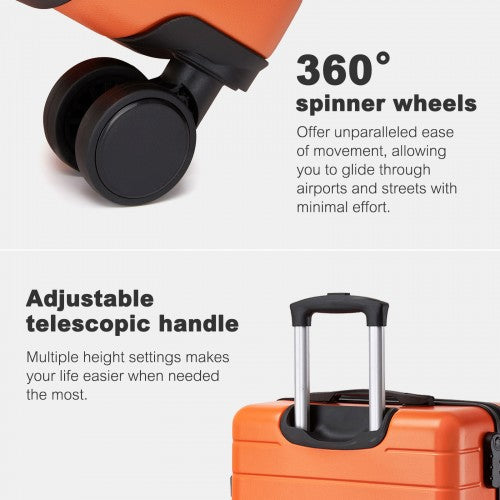 KSN2691 - 20 Inch Carry-On Luggage, Lightweight ABS Hard Shell Suitcase with 360 Silent Wheels, Combination Lock & Organised Interior - Orange