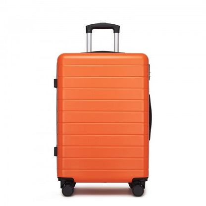 KSN2691 - 24 Inch Checked Luggage, Durable ABS Hard Shell Suitcase with 360 Silent Spinner Wheels & Secure Combination Lock - Orange