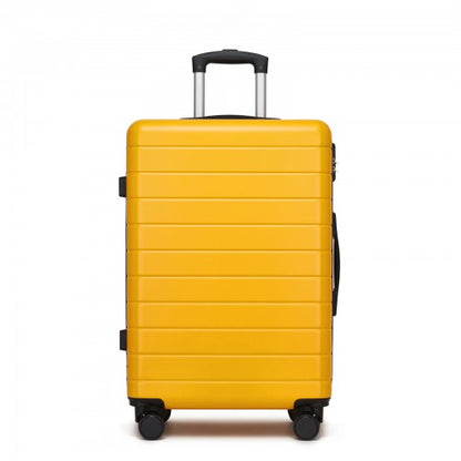 KSN2691 - 24 Inch Checked Luggage, Durable ABS Hard Shell Suitcase with 360 Silent Spinner Wheels & Secure Combination Lock - Yellow
