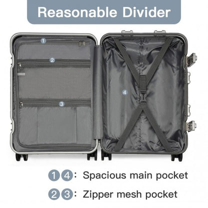 KSS2481 - Supercase Durable 20 Inch PC Hardshell Aluminum Frame Suitcase With TSA Lock - Navy