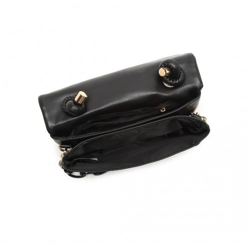LB2122 - Miss Lulu Personality Versatile Chain Handbag Crossbody Bag - Black