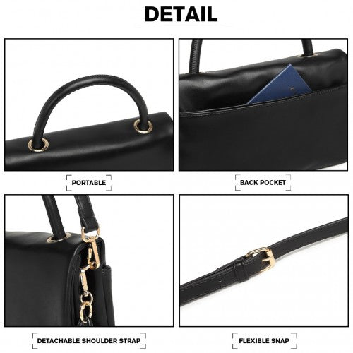 LB2122 - Miss Lulu Personality Versatile Chain Handbag Crossbody Bag - Black