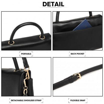 LB2122 - Miss Lulu Personality Versatile Chain Handbag Crossbody Bag - Black