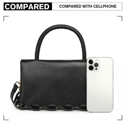 LB2122 - Miss Lulu Personality Versatile Chain Handbag Crossbody Bag - Black