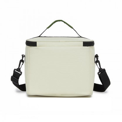 LBK2534 - Kono Insulated Lunch Bag-Water-Resistant 4-Layer Food Container, Leak-Proof, Portable with Adjustable Strap - Beige and Green