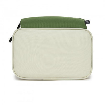LBK2534 - Kono Insulated Lunch Bag-Water-Resistant 4-Layer Food Container, Leak-Proof, Portable with Adjustable Strap - Beige and Green