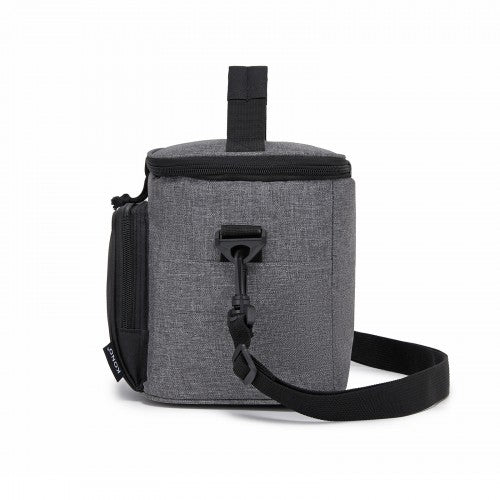 LBK2534 - Kono Insulated Lunch Bag-Water-Resistant 4-Layer Food Container, Leak-Proof, Portable with Adjustable Strap - Grey and Black