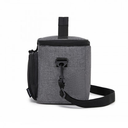LBK2534 - Kono Insulated Lunch Bag-Water-Resistant 4-Layer Food Container, Leak-Proof, Portable with Adjustable Strap - Grey and Black