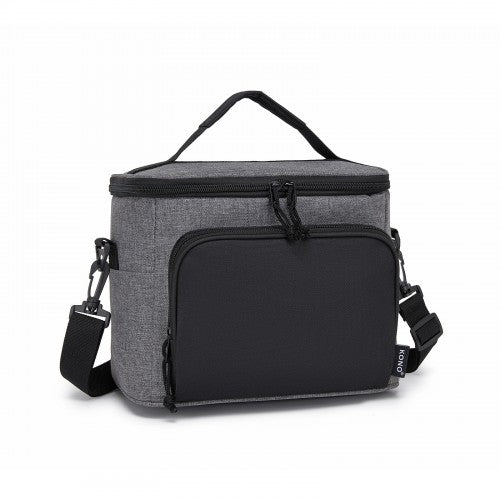 LBK2534 - Kono Insulated Lunch Bag-Water-Resistant 4-Layer Food Container, Leak-Proof, Portable with Adjustable Strap - Grey and Black