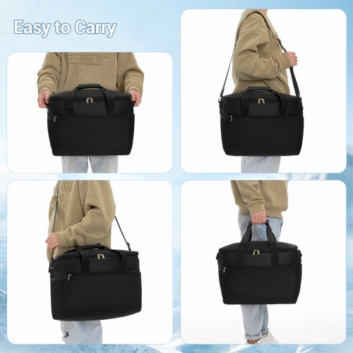 LBK2535L - Kono Large 30L Portable Lunch Bag with Enhanced Insulation–Compact & Convenient for Travel and Commuting - Black