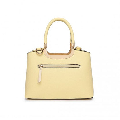 LG1847 - MISS LULU PU LEATHER ROSE HANGING ORNAMENT HANDBAG - YELLOW