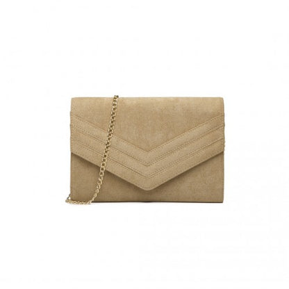 LP1963 - MISS LULU CHEVRON ENVELOPE CLUTCH BAG - LIGHT BROWN