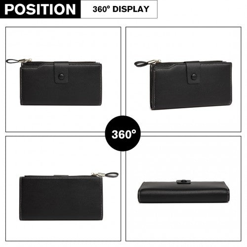 LP2104 - Miss Lulu RFID-Blocking Sleek Clutch Purse - Black
