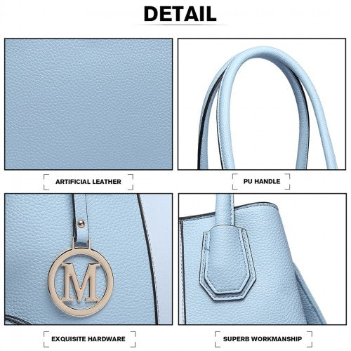 LT1822 - MISS LULU STRUCTURED PANELLED SHOULDER BAG - BLUE