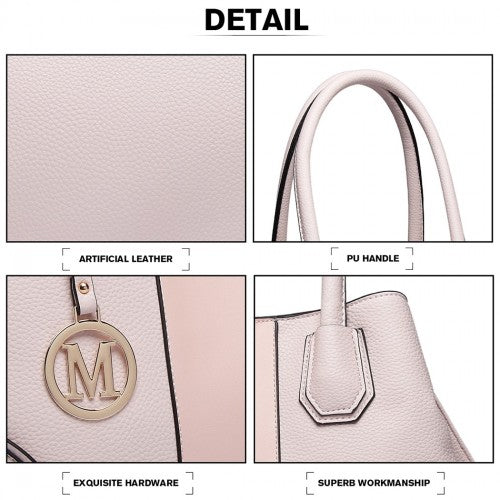 LT1822 - MISS LULU STRUCTURED PANELLED SHOULDER BAG - PINK