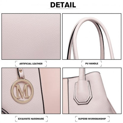 LT1822 - MISS LULU STRUCTURED PANELLED SHOULDER BAG - PINK