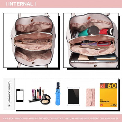 LT1822 - MISS LULU STRUCTURED PANELLED SHOULDER BAG - PINK