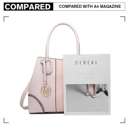 LT1822 - MISS LULU STRUCTURED PANELLED SHOULDER BAG - PINK