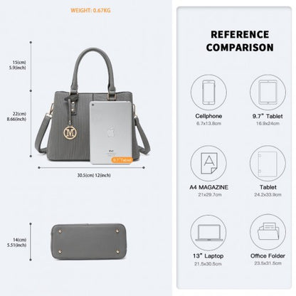 LT2352 - Miss Lulu Modern Elegance PU Leather Lady's Tote - Grey