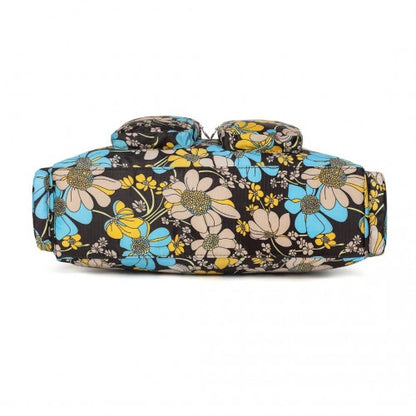 MSK2436F - Kono Large Capacity Travel Bag with Multiple Zippered Pockets And Flower Print Perfect For Daily Use - Brown