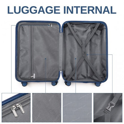 K2391L - British Traveller 24 Inch Durable Polycarbonate and ABS Hard Shell Suitcase With TSA Lock - Navy
