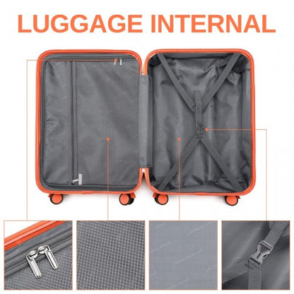 K2391L - British Traveller 3 Pcs Set Durable Polycarbonate and ABS Hard Shell Suitcase With TSA Lock - Orange