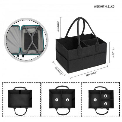 S2049 - Kono Felt Caddy Organiser With Storage - Black